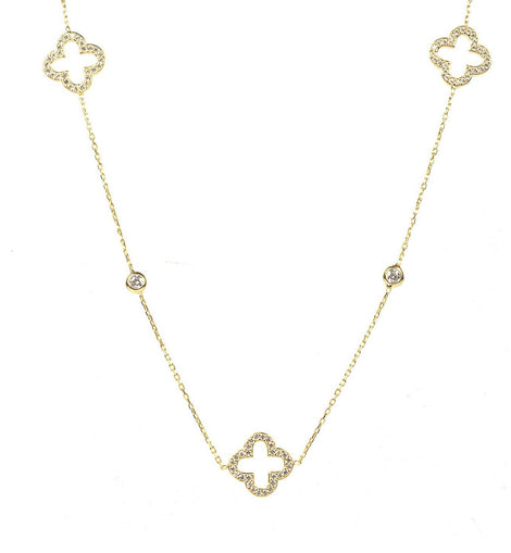 Open Clover Long Necklace Gold 22k Gold