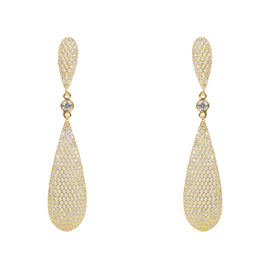 Latelita Long Drop Earrings 22k Gold AAA Cubic Zirconia