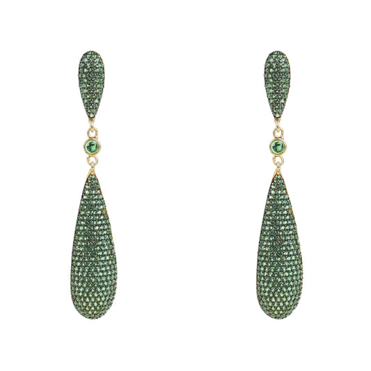 Latelita Long Drop örhängen Emerald Green 22k guld AAA Cubic Zirconia