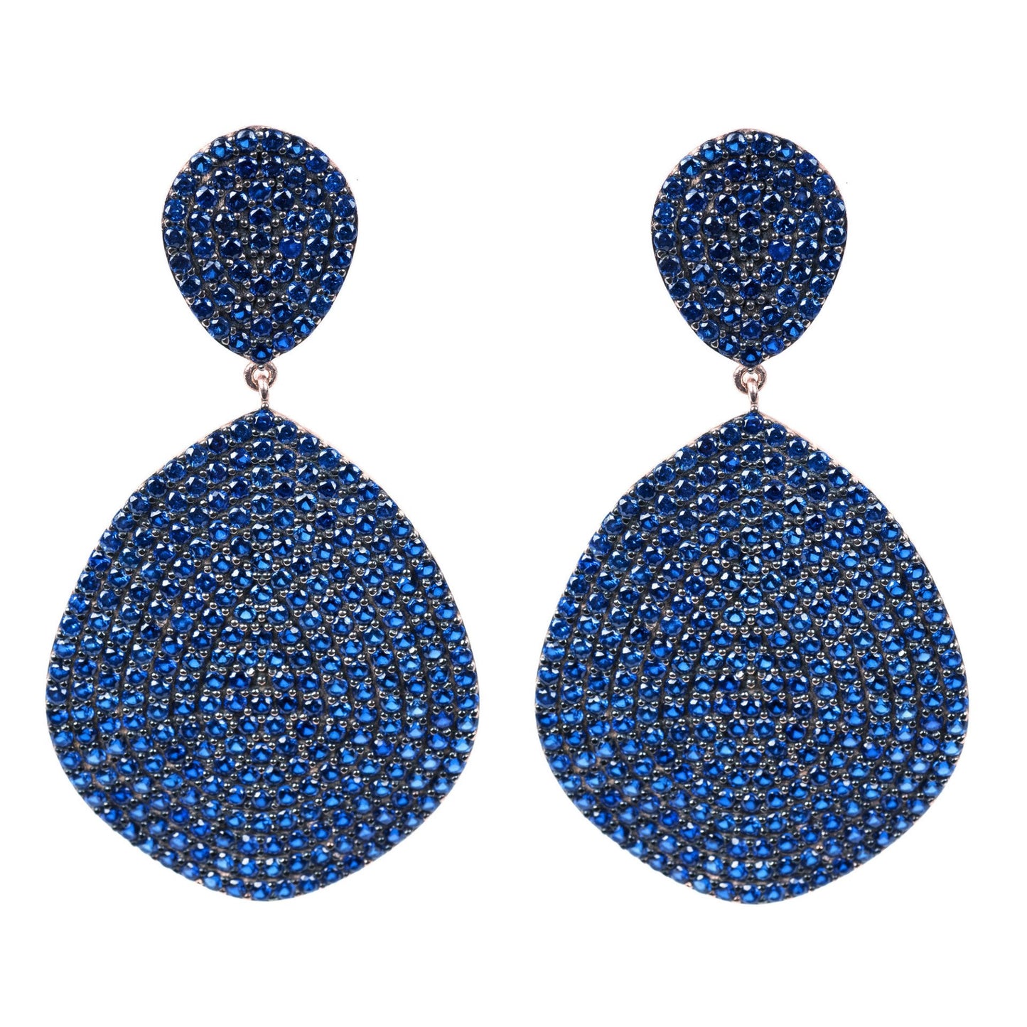 Monte Carlo Earrings Gold Sapphire Zircon 22k Rosegold AAA Grade Sapphire Cubic Zirconia