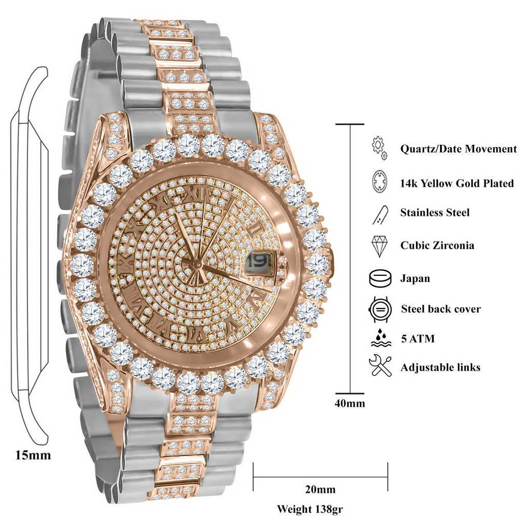 ROCOCO Steel CZ Watch Grade AAA Stone Cubic Zirconia RoseGold