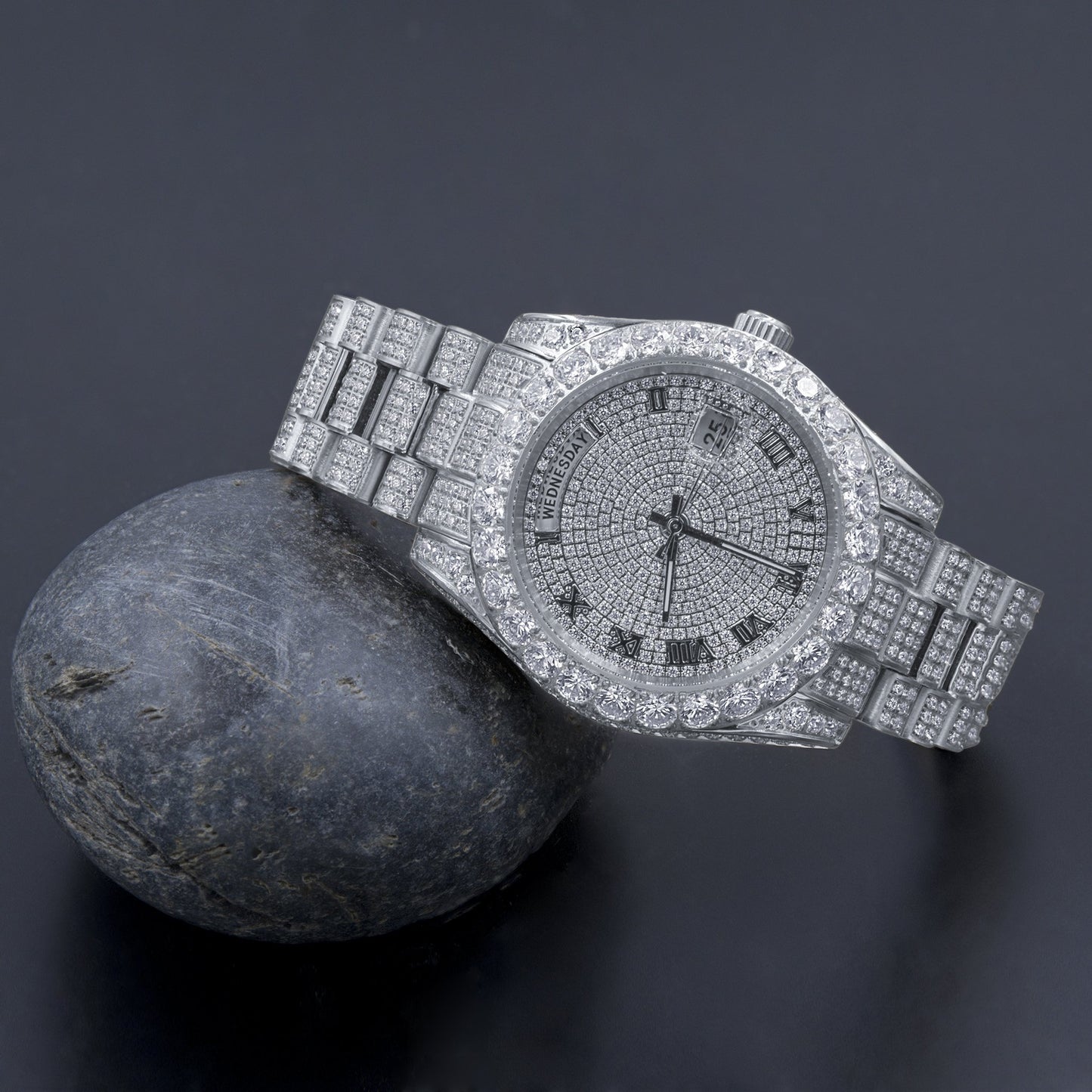 CROWN Steel Watch Rostfritt stål AAA Stone Cubic Zirconia