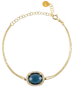 Beatrice Oval Gemstone Bracelet 22k Gold Sapphire Hydro