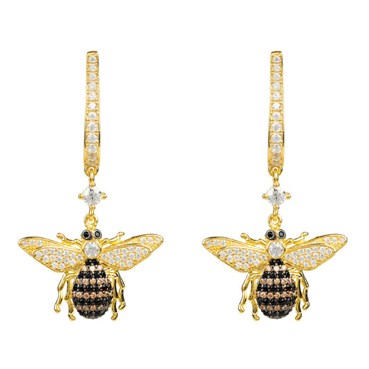 Honey Bee Drop Earrings Gold 22k Gold