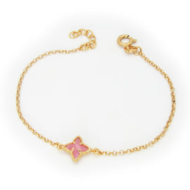 Fronay 402422P 6.5 in. Flamingo Pink Flower Crystal Bracelet in 925 St