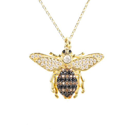 Honey Bee Pendant Necklace  22k Gold