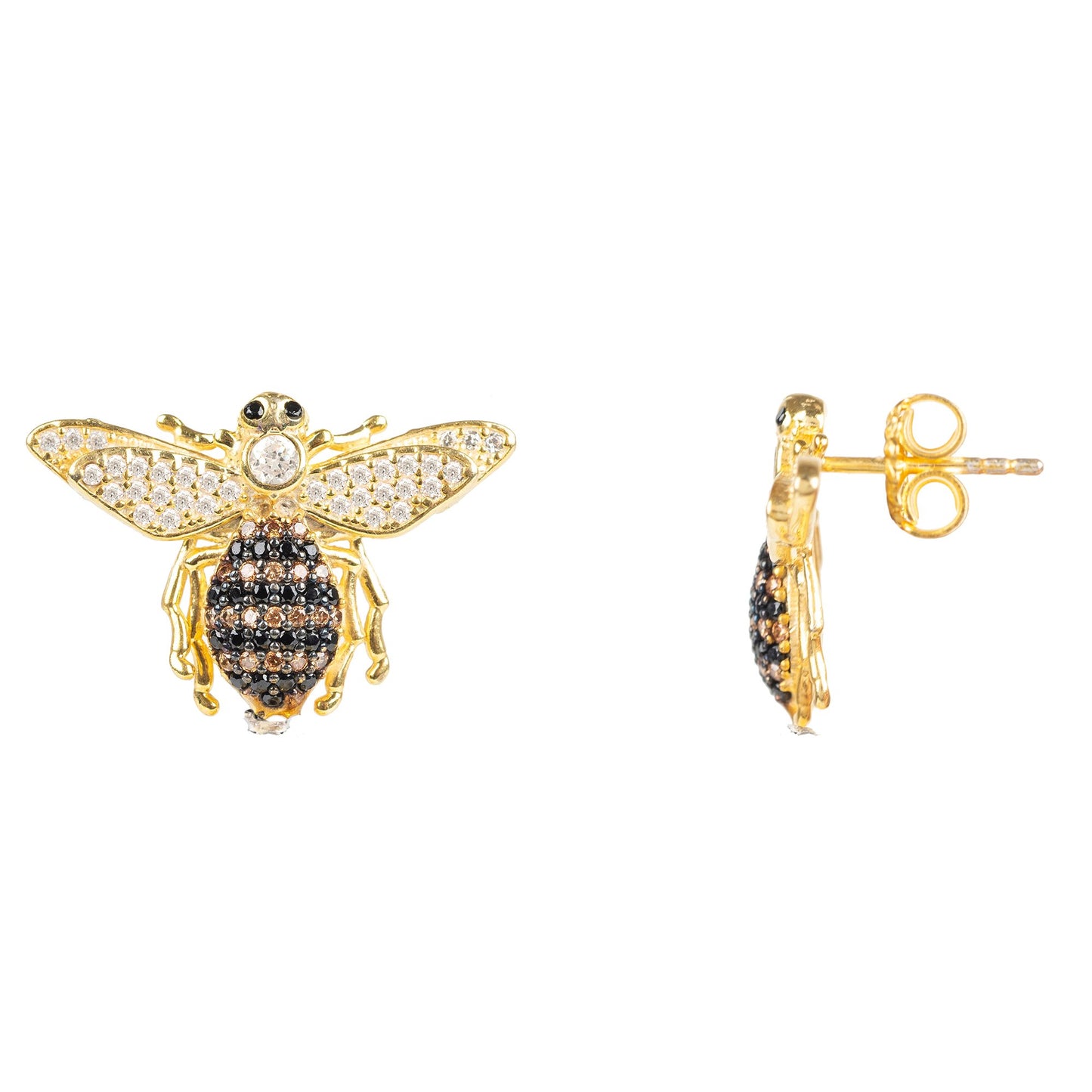 Honey Bee Stud Earrings Gold 22k Gold