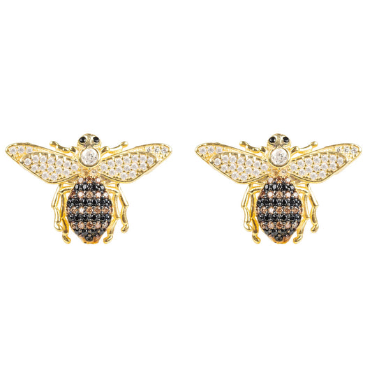 Honey Bee Stud Earrings Gold 22k Gold